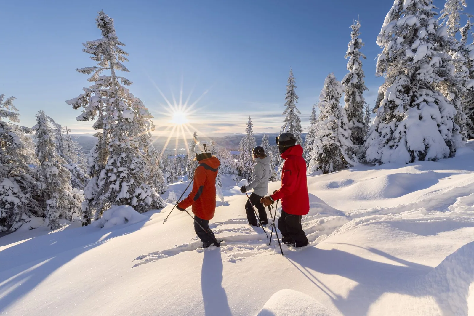 Skiers on a trail at Trysil